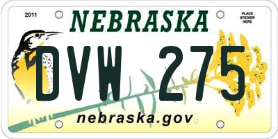 NE license plate DVW275