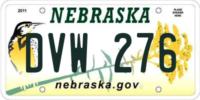 NE license plate DVW276