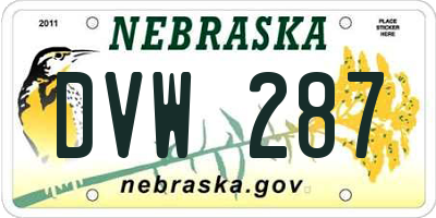 NE license plate DVW287