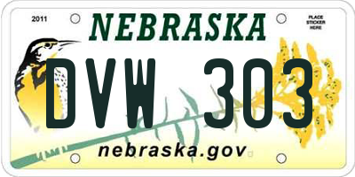 NE license plate DVW303