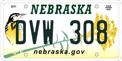 NE license plate DVW308