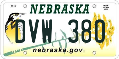 NE license plate DVW380
