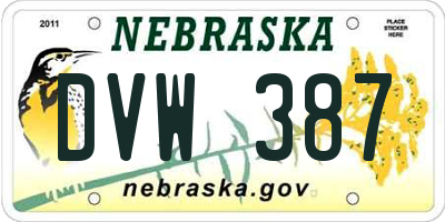 NE license plate DVW387