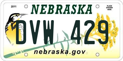 NE license plate DVW429