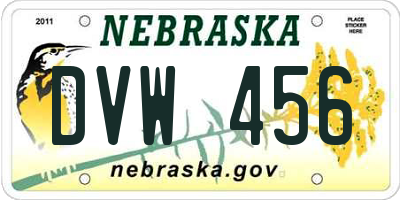 NE license plate DVW456
