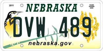 NE license plate DVW489