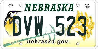NE license plate DVW523