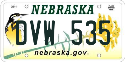 NE license plate DVW535