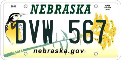 NE license plate DVW567