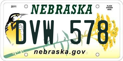 NE license plate DVW578