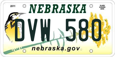 NE license plate DVW580