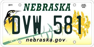 NE license plate DVW581