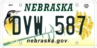 NE license plate DVW587