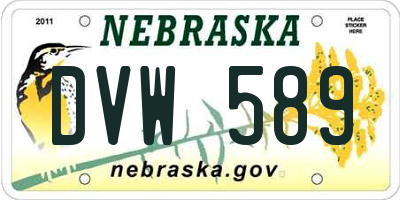 NE license plate DVW589