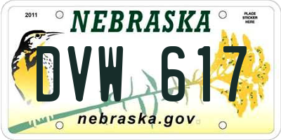 NE license plate DVW617