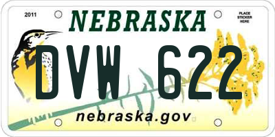 NE license plate DVW622