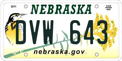 NE license plate DVW643