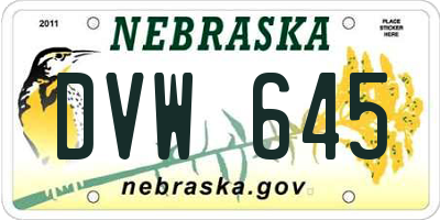 NE license plate DVW645