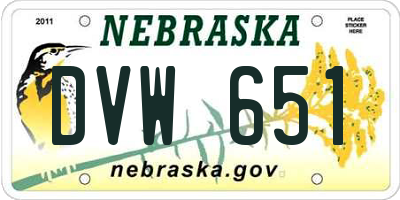 NE license plate DVW651