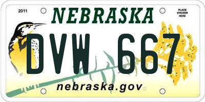 NE license plate DVW667