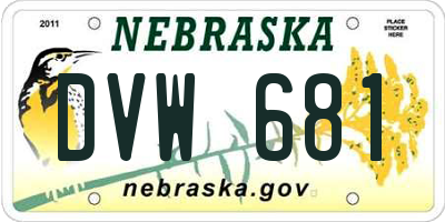 NE license plate DVW681