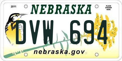 NE license plate DVW694