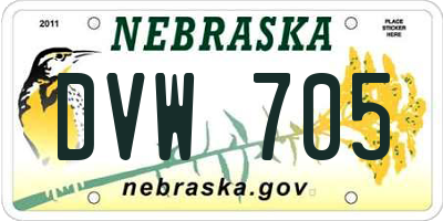 NE license plate DVW705
