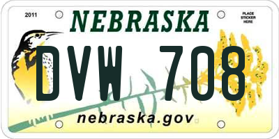 NE license plate DVW708