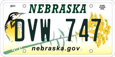 NE license plate DVW747