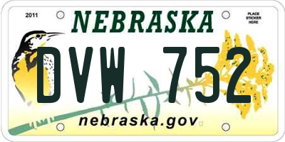NE license plate DVW752