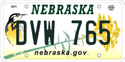 NE license plate DVW765