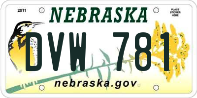 NE license plate DVW781