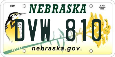 NE license plate DVW810