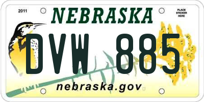 NE license plate DVW885