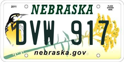 NE license plate DVW917