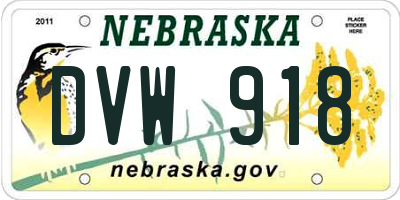 NE license plate DVW918