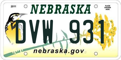 NE license plate DVW931