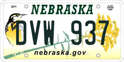 NE license plate DVW937
