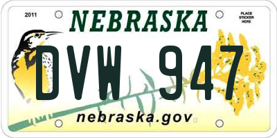 NE license plate DVW947