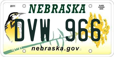 NE license plate DVW966