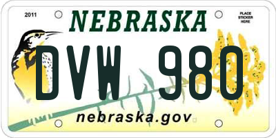 NE license plate DVW980