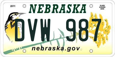 NE license plate DVW987