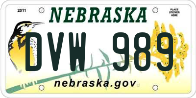 NE license plate DVW989