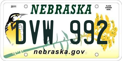 NE license plate DVW992