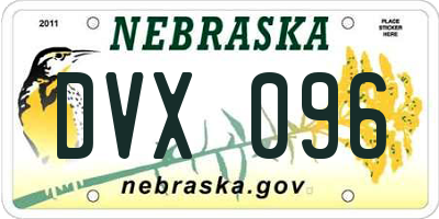 NE license plate DVX096
