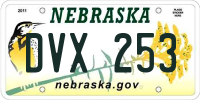 NE license plate DVX253