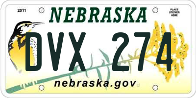 NE license plate DVX274