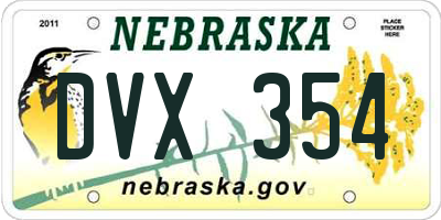 NE license plate DVX354