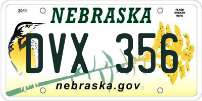 NE license plate DVX356
