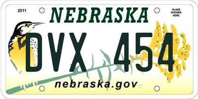 NE license plate DVX454